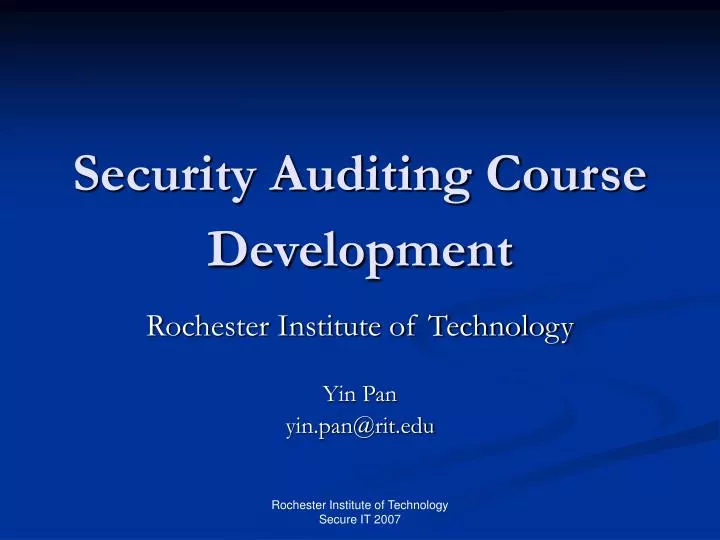 security auditing course development