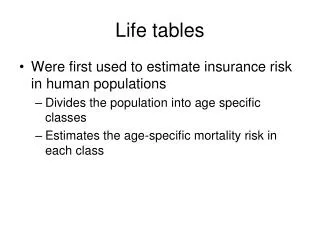 Life tables