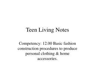 Teen Living Notes