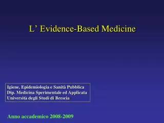 l evidence based medicine
