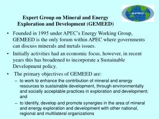 Expert Group on Mineral and Energy Exploration and Development GEMEED