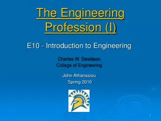 The Engineering Profession (I)