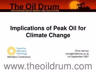 Implications of Peak Oil for Climate Change