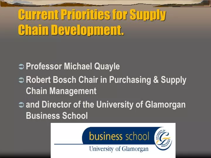 current priorities for supply chain development