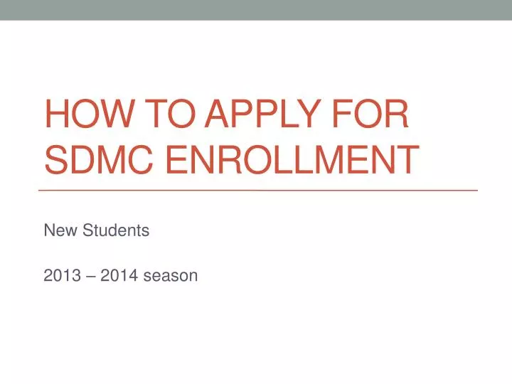 how to apply for sdmc enrollment