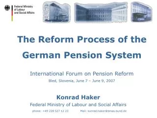 The Reform Process of the German Pension System