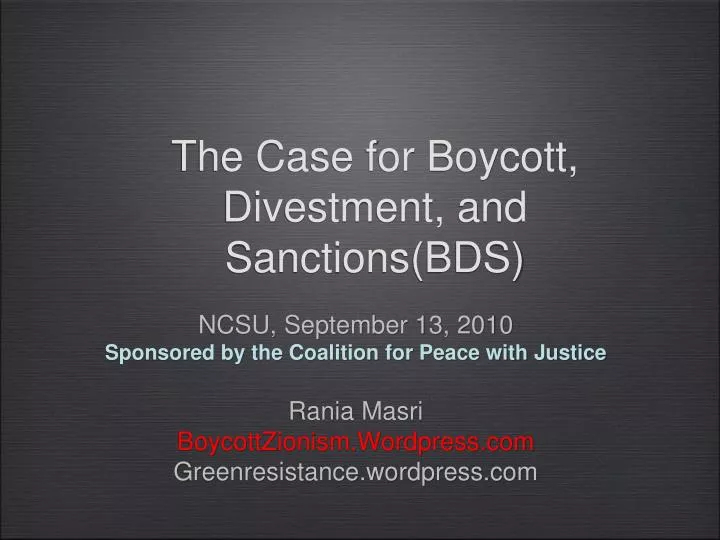 the case for boycott divestment and sanctions bds