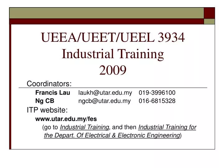 ueea ueet ueel 3934 industrial training 2009
