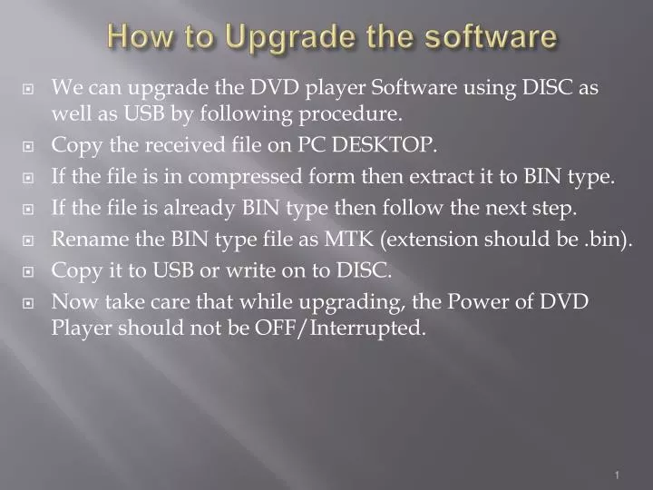 how to upgrade the software