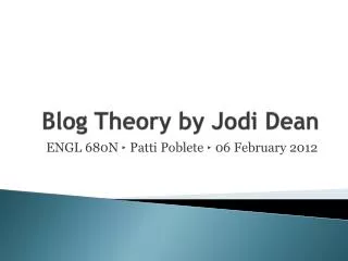 Blog Theory by Jodi Dean