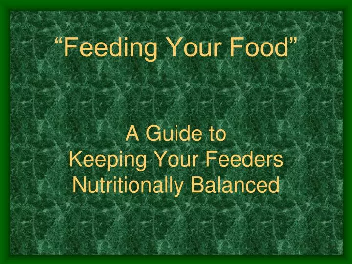 feeding your food a guide to keeping your feeders nutritionally balanced