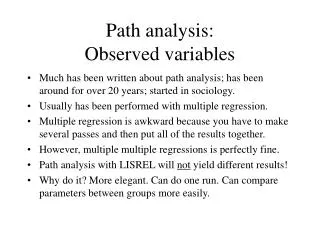 Path analysis: Observed variables