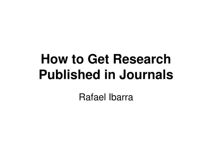 how to get research published in journals