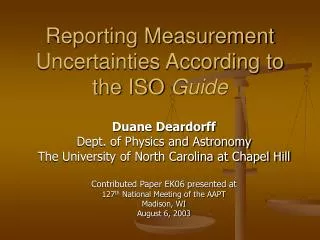 Reporting Measurement Uncertainties According to the ISO Guide