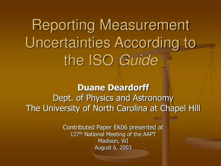 reporting measurement uncertainties according to the iso guide