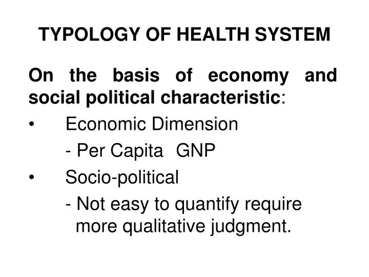 typology of health system