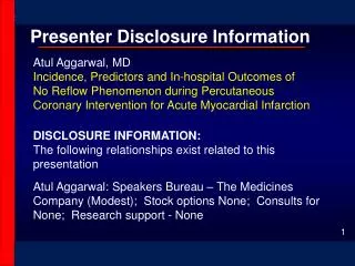Presenter Disclosure Information