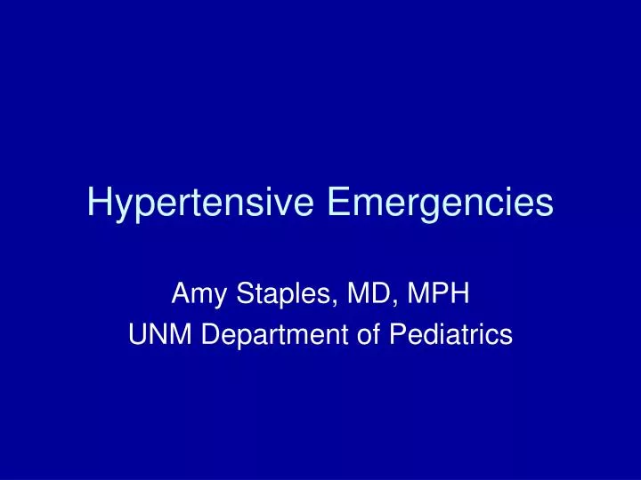 hypertensive emergencies