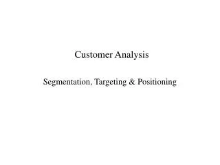 Customer Analysis