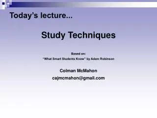 Today’s lecture...