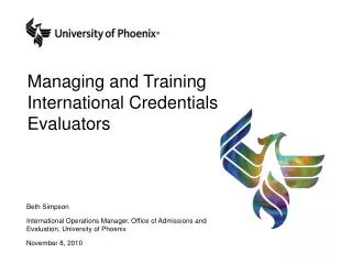 Managing and Training International Credentials Evaluators