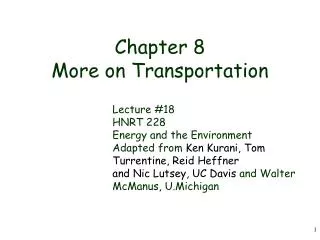 Chapter 8 More on Transportation