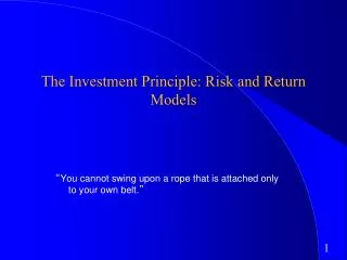 The Investment Principle: Risk and Return Models