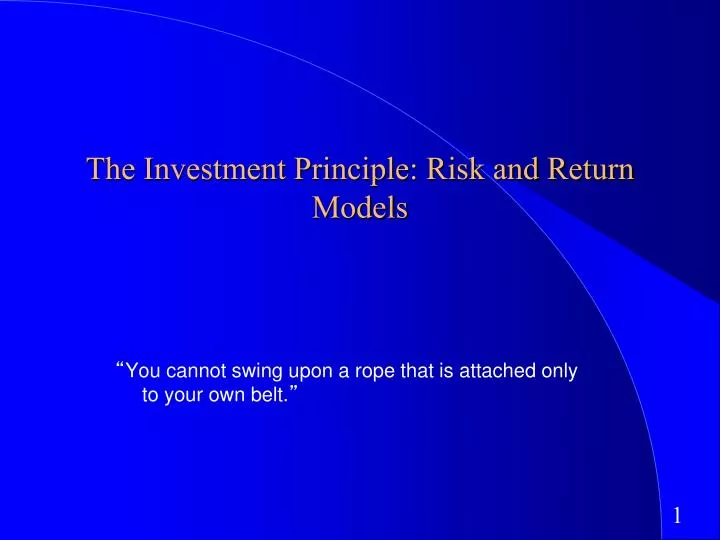 the investment principle risk and return models