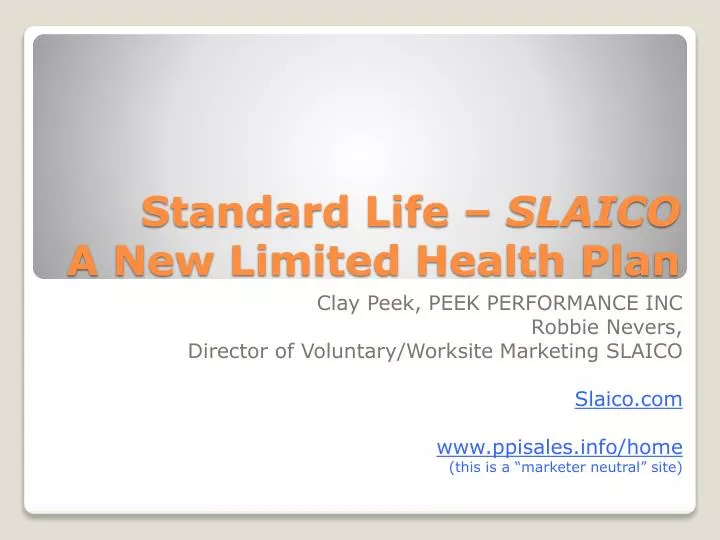 standard life slaico a new limited health plan