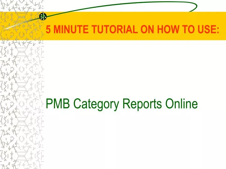 5 minute tutorial on how to use pmb category reports online
