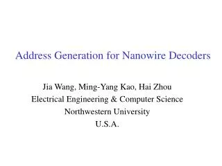 Address Generation for Nanowire Decoders