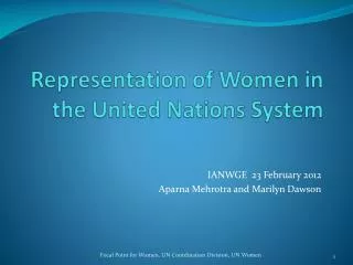 Representation of Women in the United Nations System
