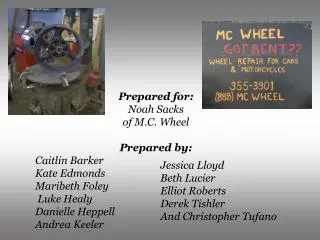 Prepared for: Noah Sacks of M.C. Wheel Prepared by: Caitlin Barker	 Kate Edmonds Maribeth Foley Luke Healy Danielle