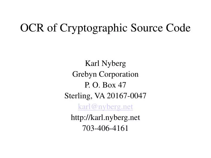 ocr of cryptographic source code