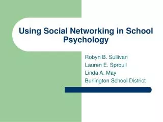 Using Social Networking in School Psychology