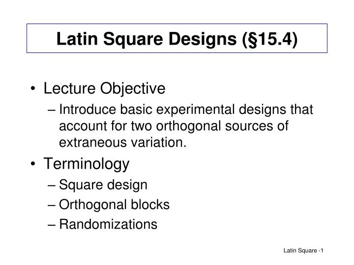 latin square designs 15 4