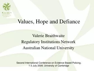 Values, Hope and Defiance
