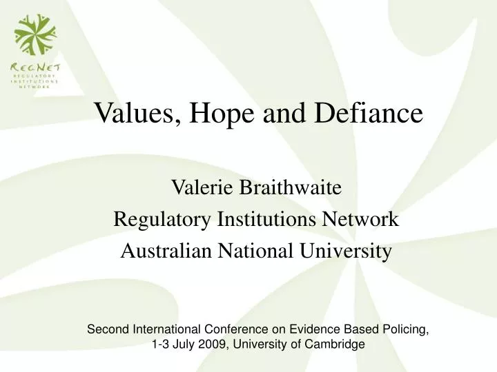 values hope and defiance