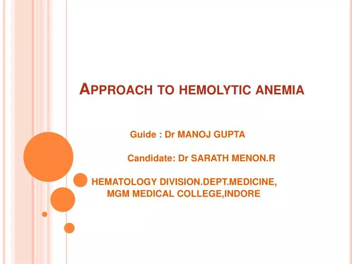 approach to hemolytic anemia
