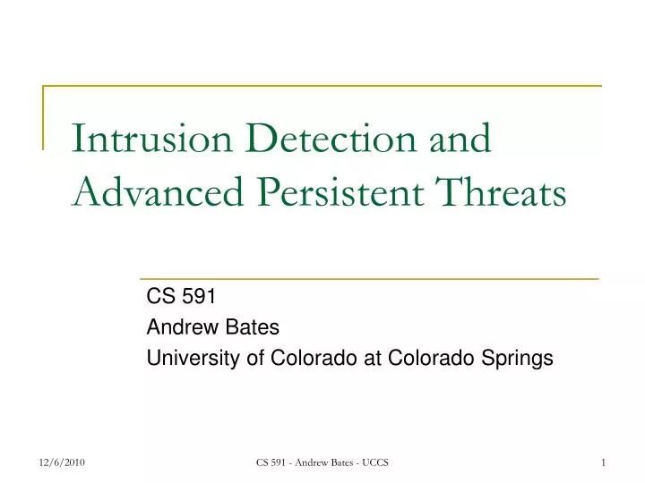intrusion detection and advanced persistent threats