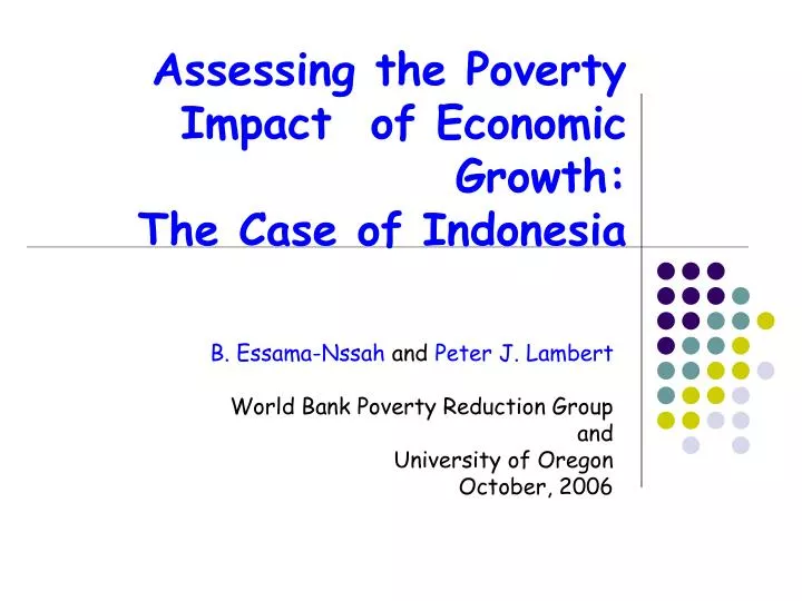 assessing the poverty impact of economic growth the case of indonesia