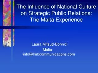The Influence of National Culture on Strategic Public Relations: The Malta Experience