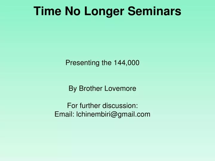 time no longer seminars
