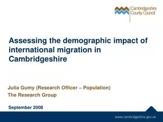Assessing the demographic impact of international migration in Cambridgeshire