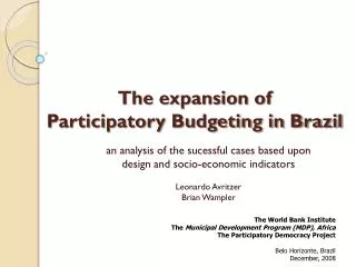 The expansion of Participatory Budgeting in Brazil