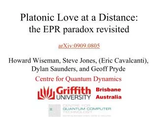 Platonic Love at a Distance: the EPR paradox revisited arXiv:0909.0805