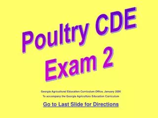 Poultry CDE Exam 2