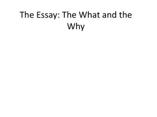 The Essay: The What and the Why