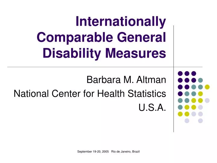 internationally comparable general disability measures