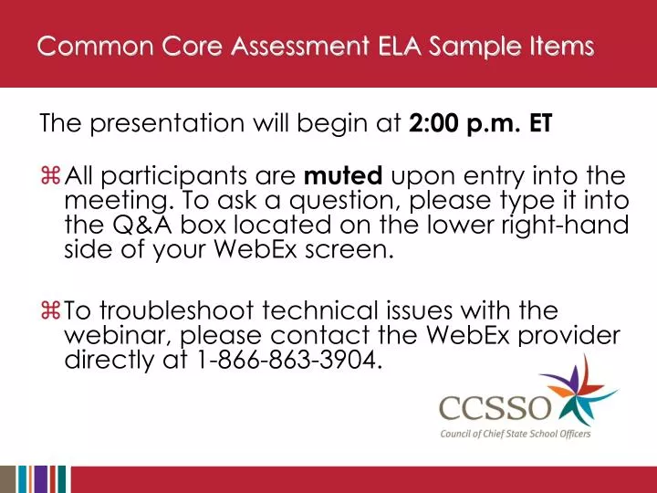 common core assessment ela sample items